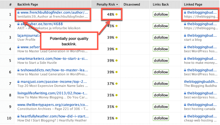 Potentially Poor Quality Backlink